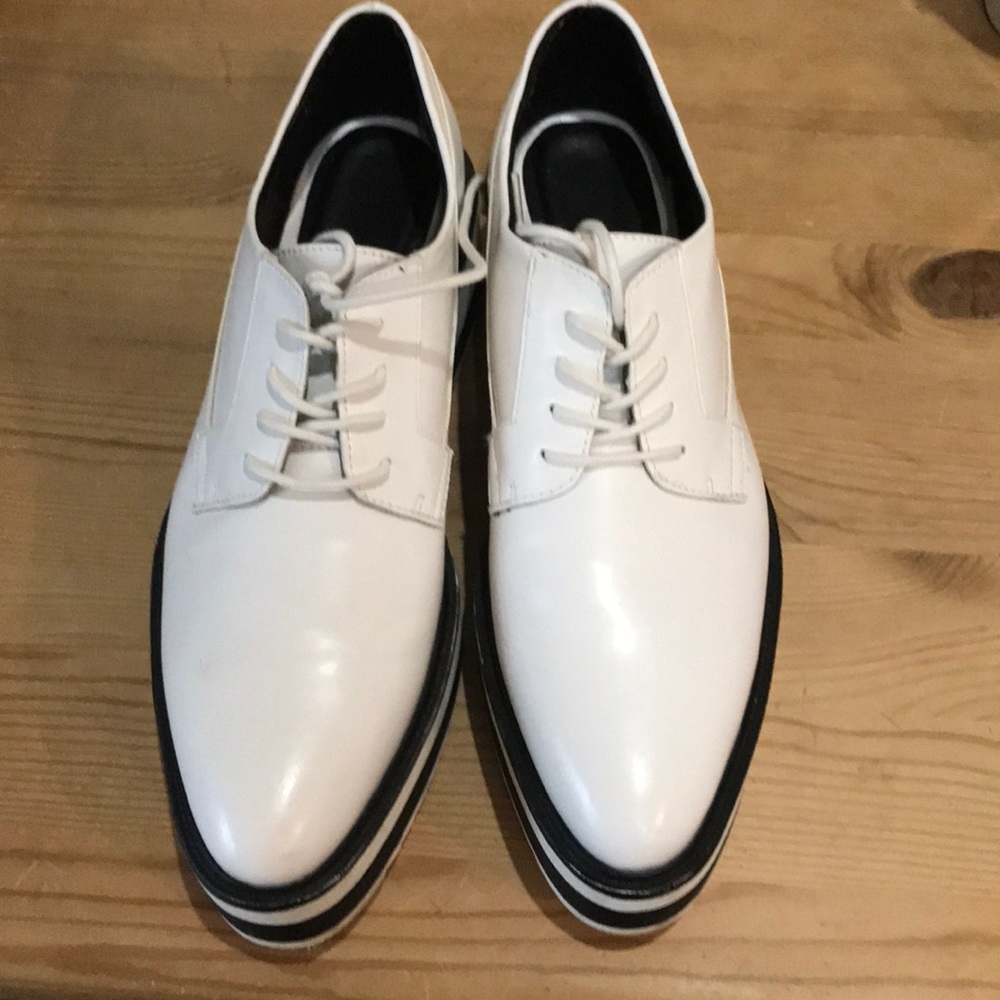 Zara white platforms  with black trim shoes